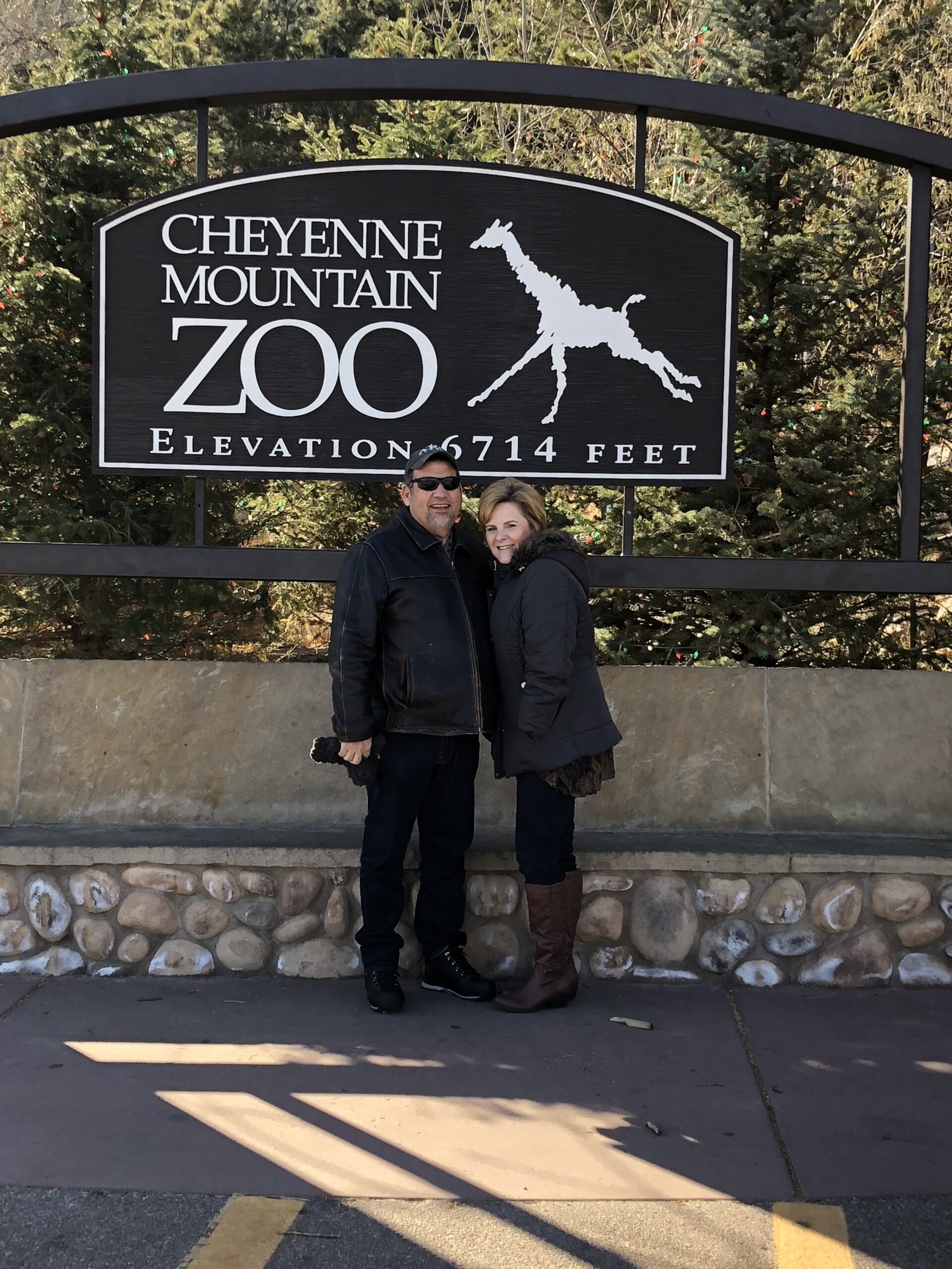 Entrance sign at Cheyenne Mountain Zoo, elevation 6,714 feet, Colorado Springs