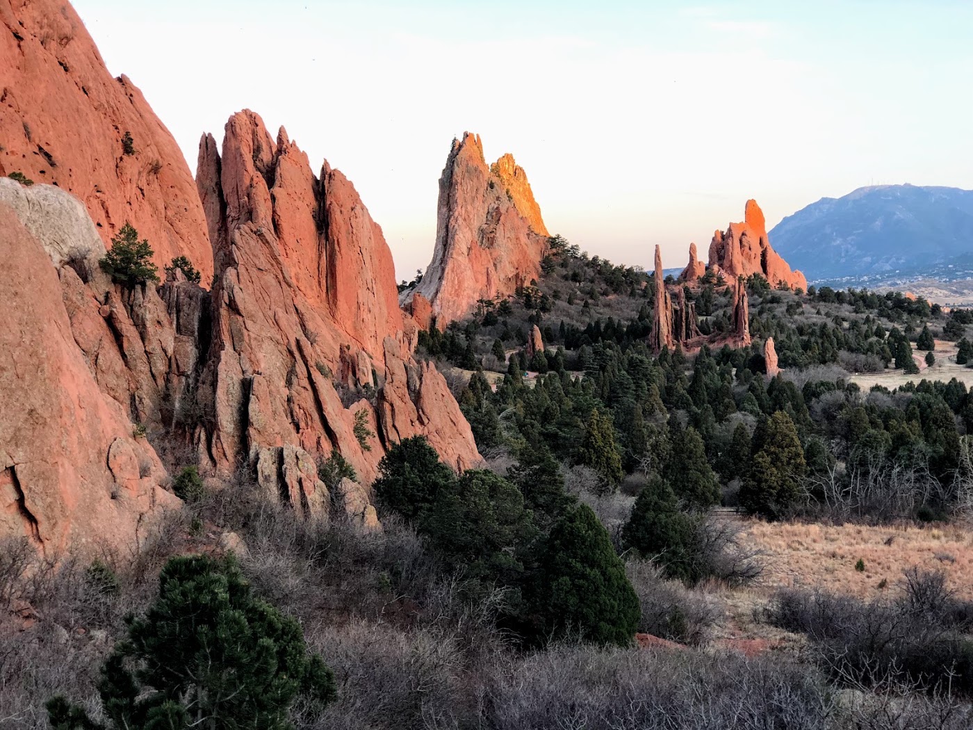 Garden of the Gods rock formations at sunset, Colorado Springs